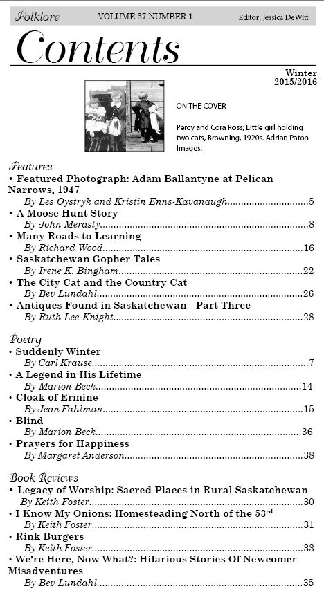 Winter 2016 Table of Contents