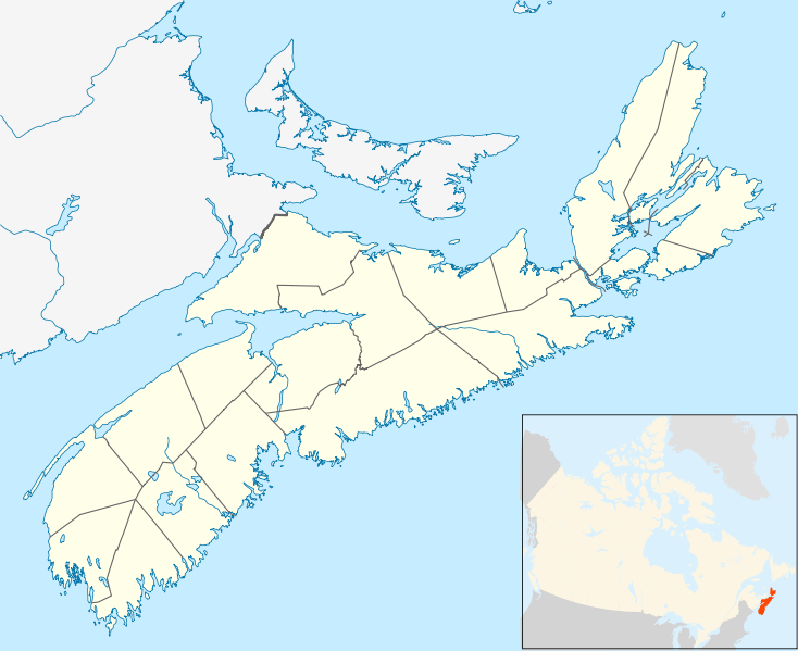Map of Nova Scotia and location in Canada