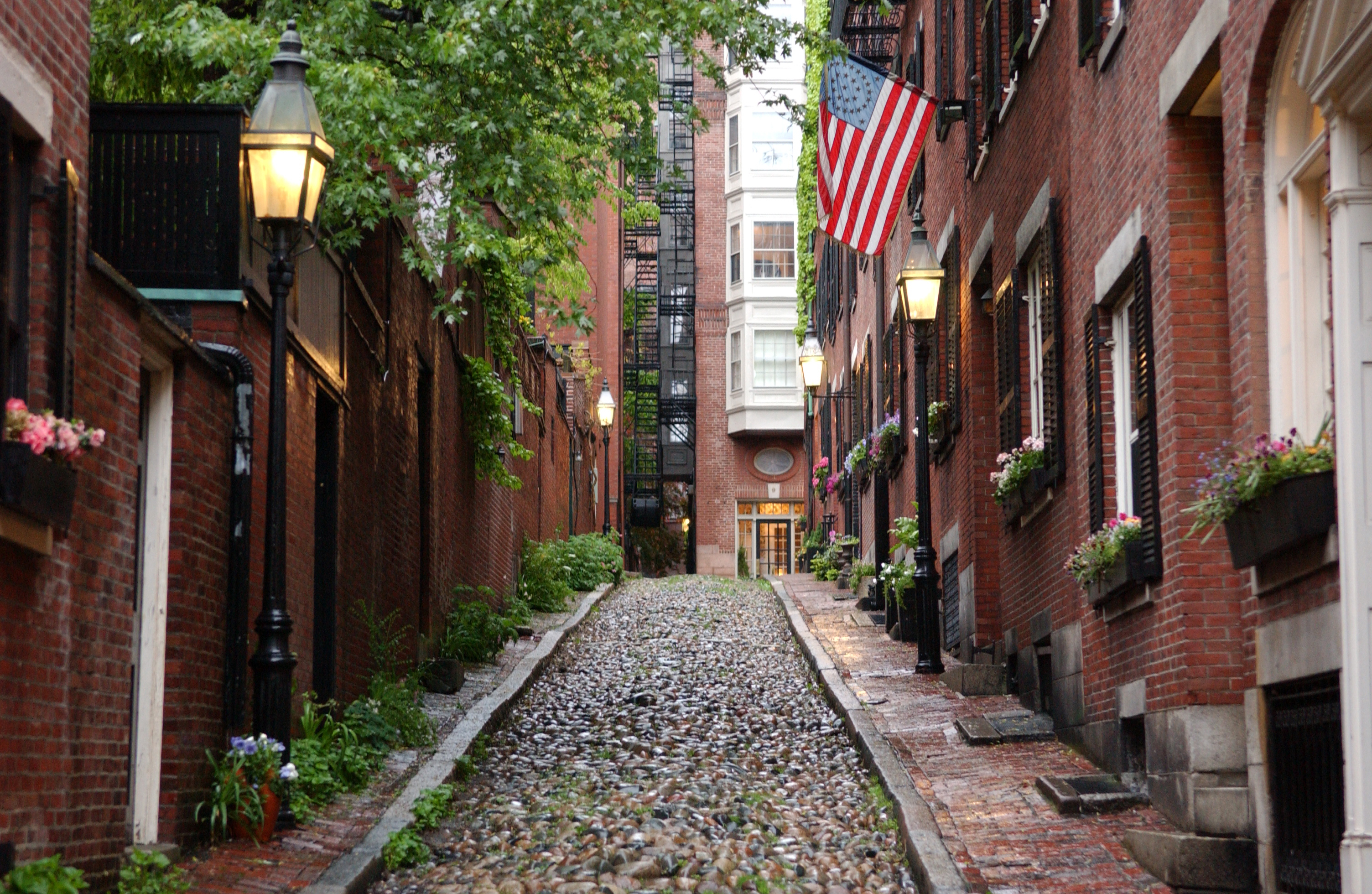 Cobbled street in Boston, Massachusetts
